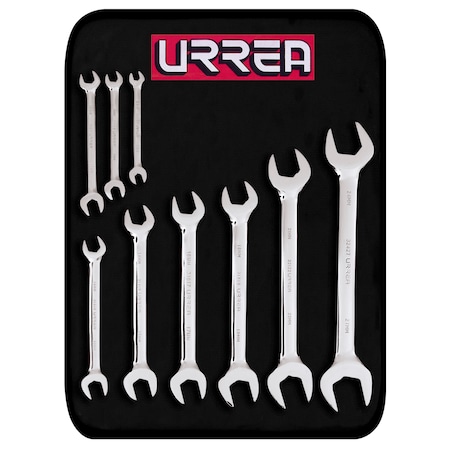 Urrea Full polished open-end wrenches set (9 pieces), metric 30000RM